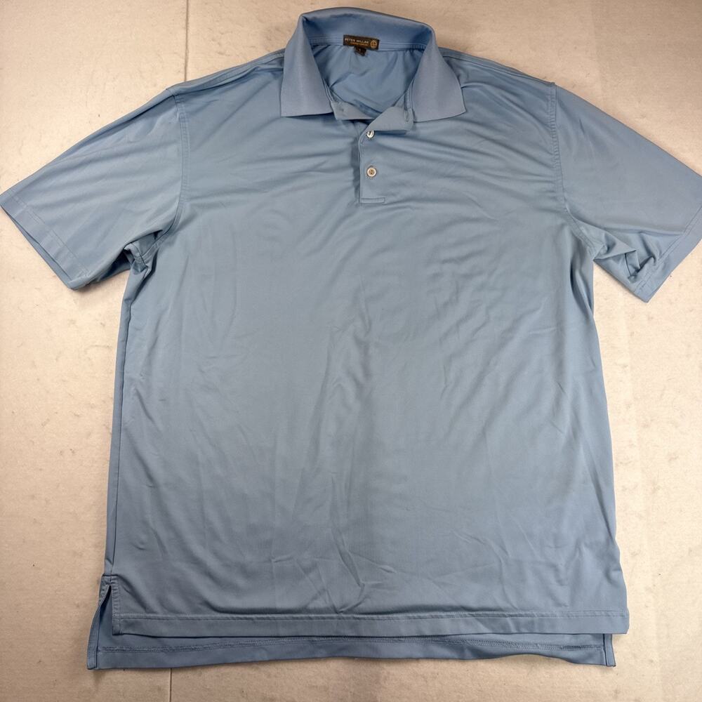 Peter Millar Summer Comfort Polo Shirt Light Blue Men's L Short Sleeve